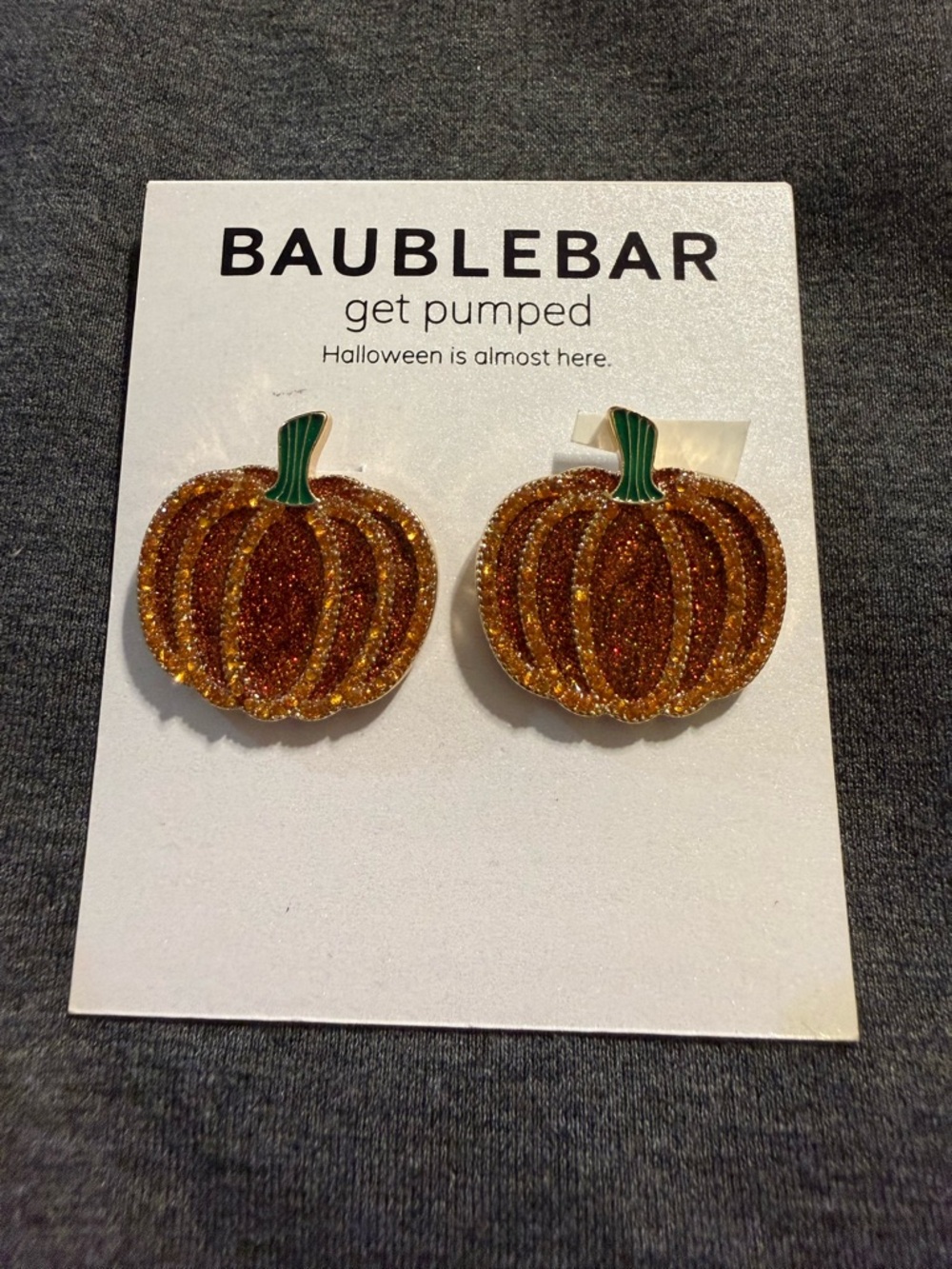 BaubleBar Glitter Pumpkin Studs - Orange & Green